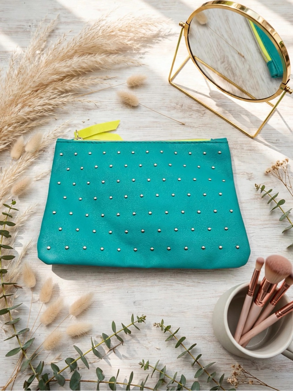 💥 4/$20 🆕 Ipsy Teal Studded Cosmetic Bag